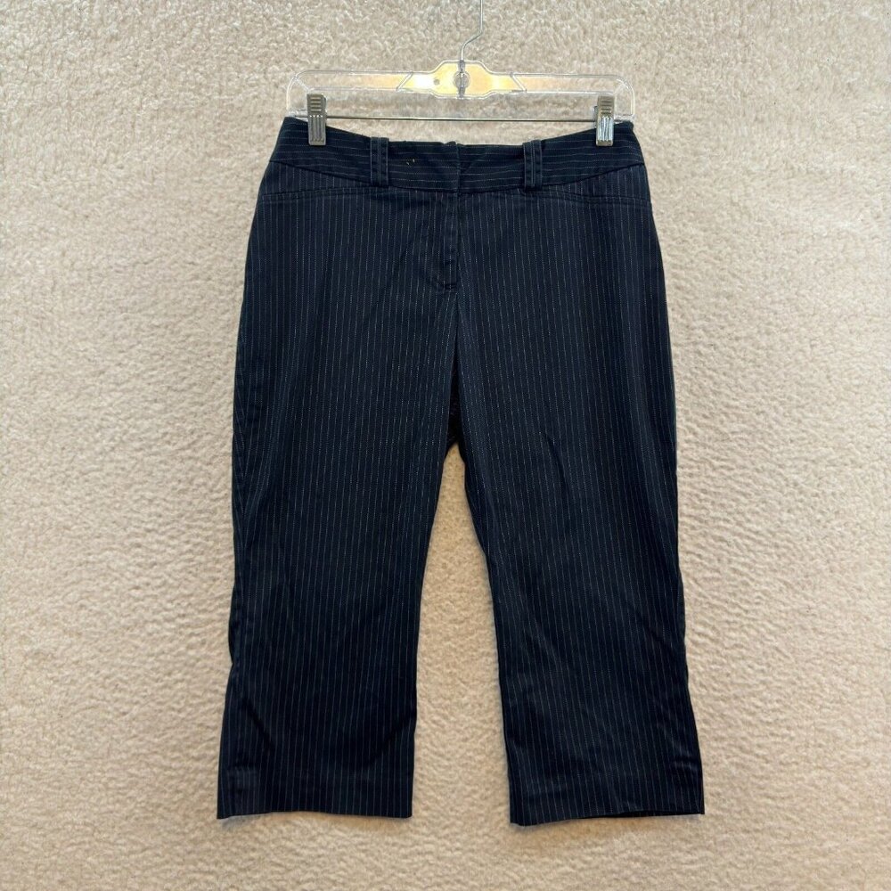 Y2K Vintage Capri Pants 6 8 27 28 Black Pinstripe Corpcore Office Career Bermuda